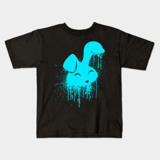 Hot Cyan Neon Spray Paint Cute Bunny Kids T-Shirt